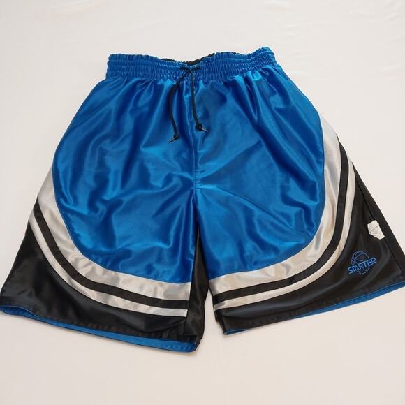Starter Basketball Shorts Vintage Y2K Baggy Shiny Reversible Black Blue‎ Photos - Picture 1 of 9